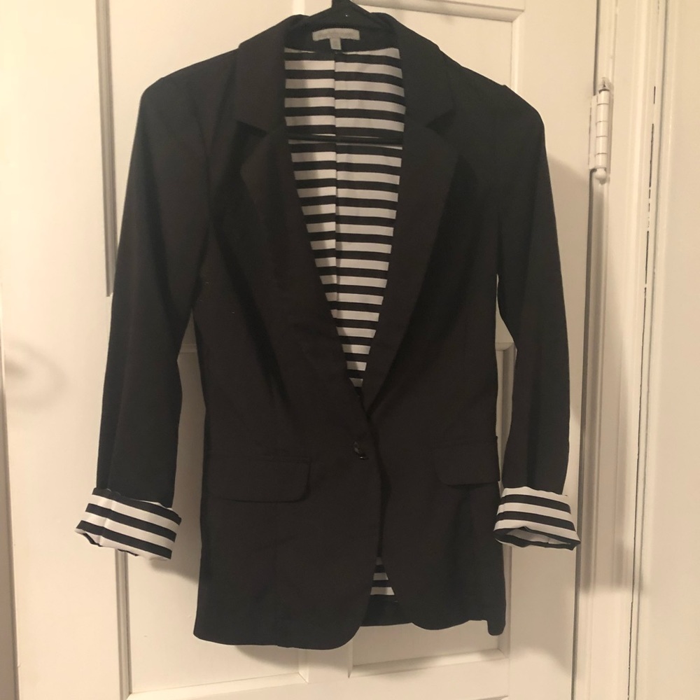 Black blazer with striped lining